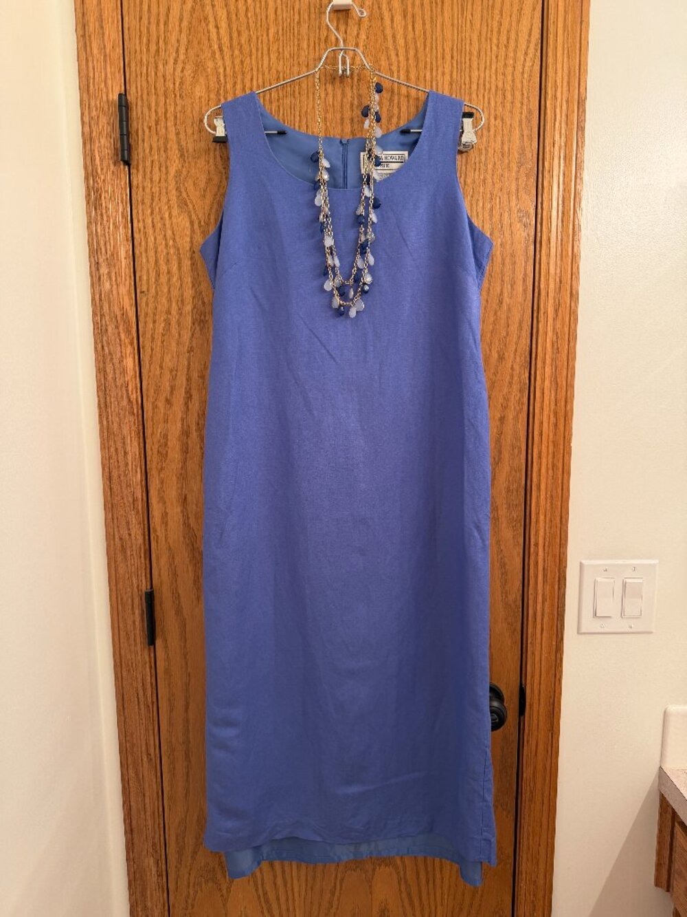Vintage 1980's Jessica Howard Linen Periwinkle Dress Size 10 Petite